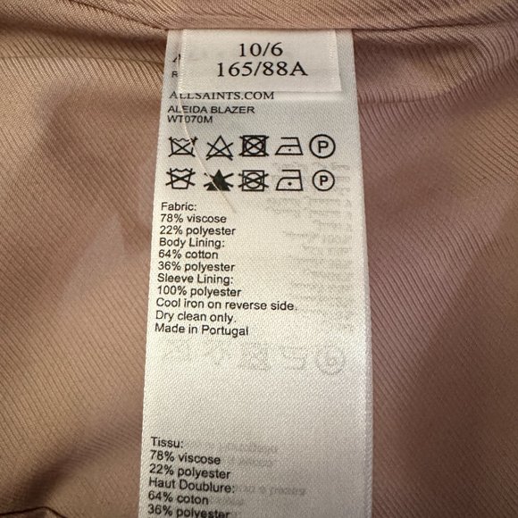 AllSaints dusty pink ALEIDA BLAZER, excell't cond! - Picture 7 of 10